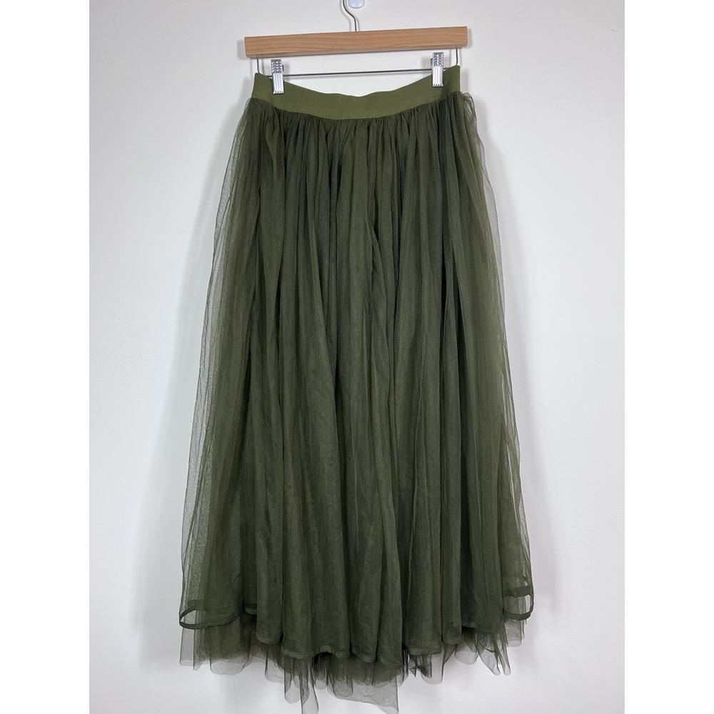 Olive Green Tulle Maxi Skirt Balletcore Fairycore Romantic Boho